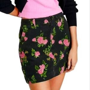 Y2K WILD FABLE CORDUROY MINI SKIRT FLORAL POCKETS ROSE 🌹 SUMMER SEXY DATE NIGHT